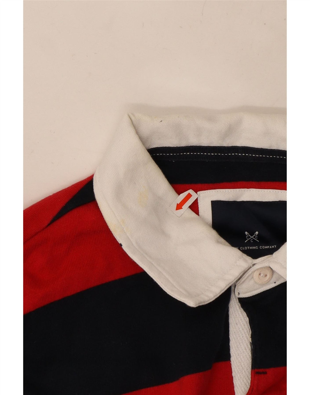 CREW CLOTHING Tricou polo rugby cu mânecă lungă pentru bărbați, bumbac cu dungi roșii XL