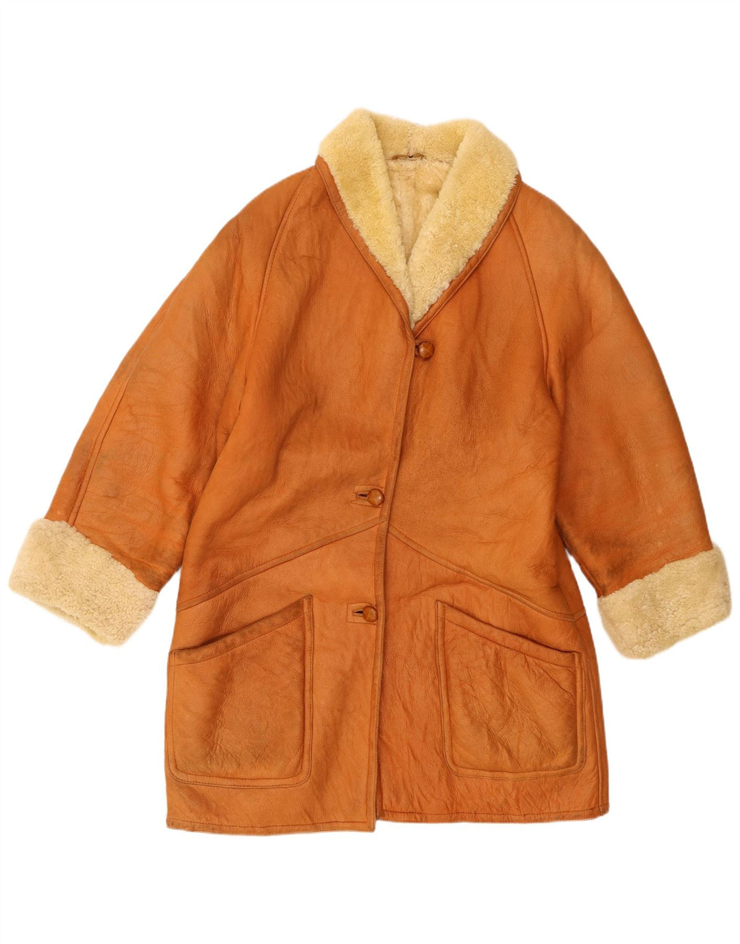 Palton pentru femei Trussardi din shearling UK 18 XL din piele bej