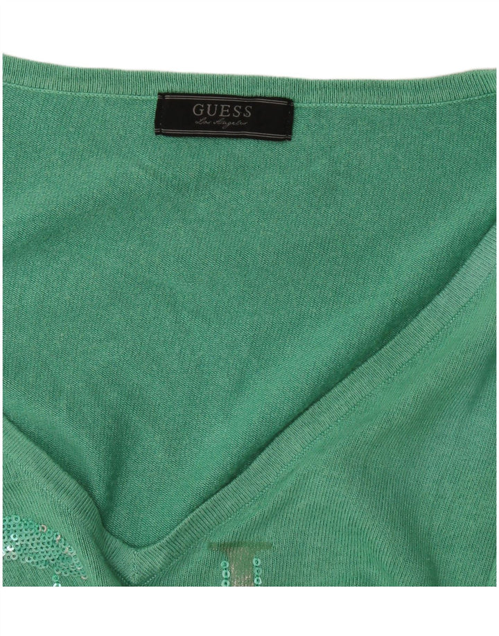 Pulover cu decolteu în V Guess pentru femei UK 12 verde mediu