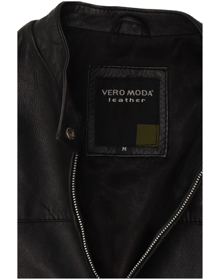 Jachetă de piele vintage pentru femei UK 14 Medium Black Leather