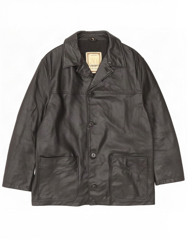 Jachetă de piele vintage pentru bărbați IT 52 XL neagră