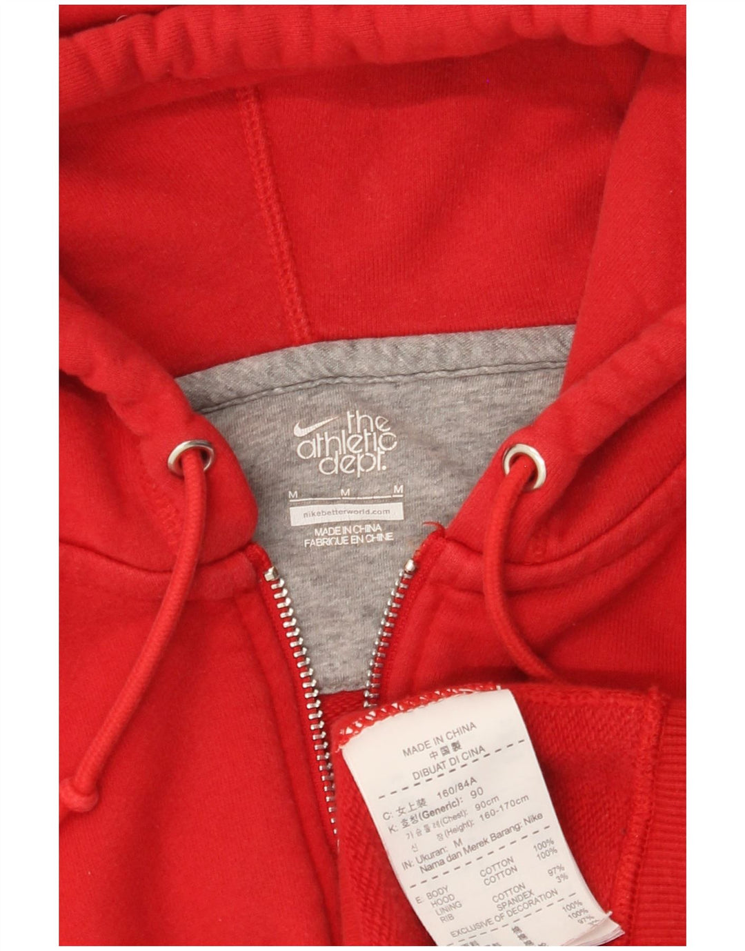 Pulover NIKE pentru femei cu fermoar, UK 12, bumbac roșu mediu