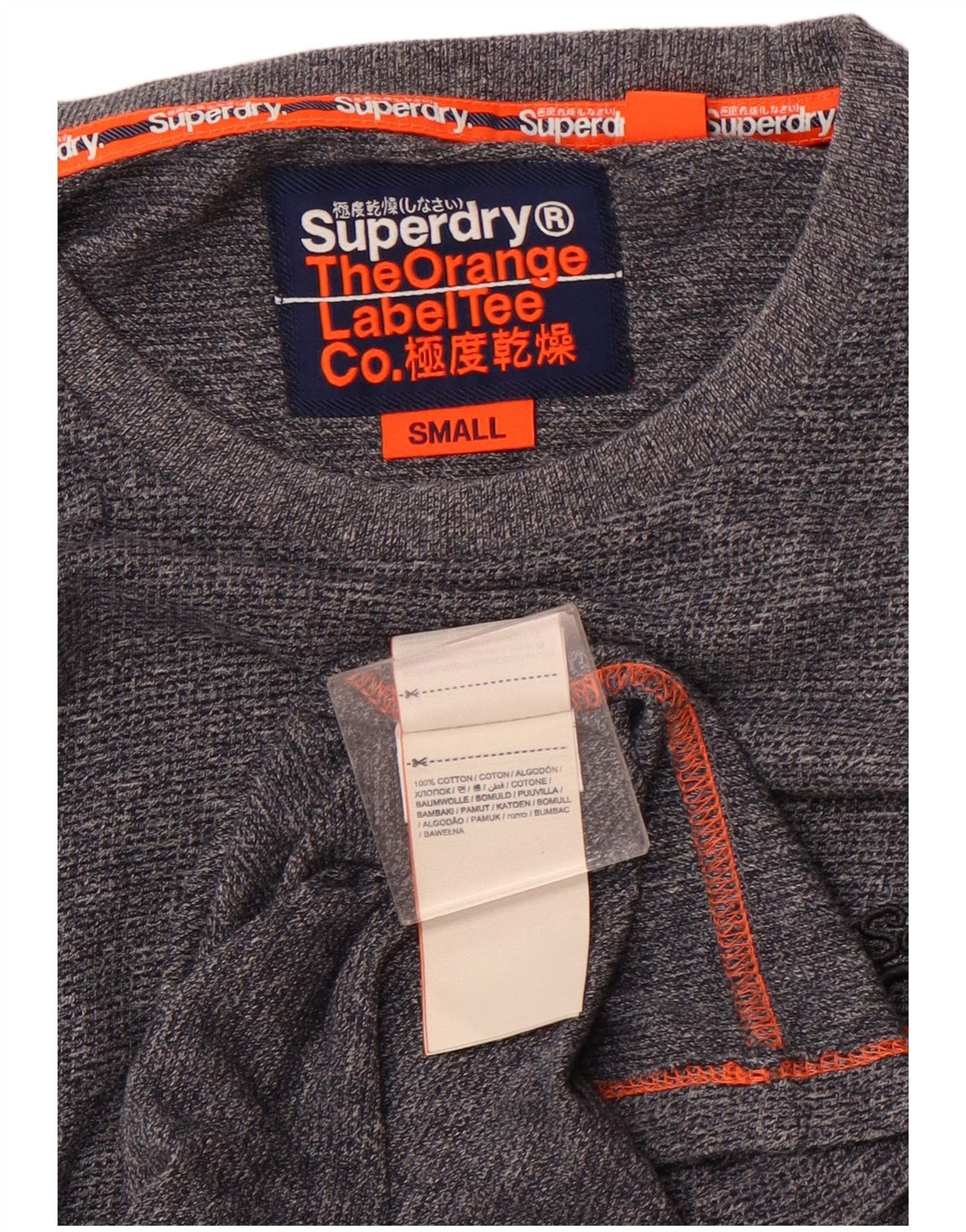 SUPERDRY Top pentru bărbați cu mânecă lungă, mic, albastru marine, bumbac cu pete