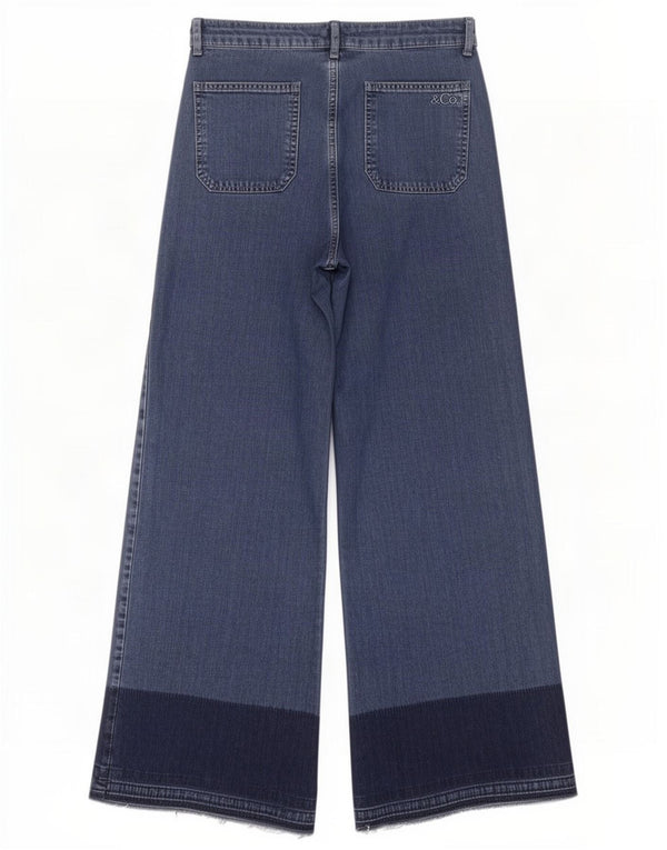 Max&Co. Blugi de damă cu talie înaltă cu picioare largi L28 L30 bumbac color block albastru