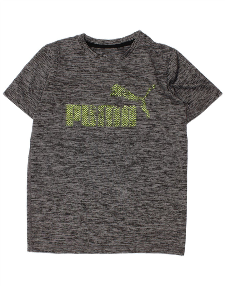 Tricou cu grafic Puma pentru băieți Top 7-8 ani, mic, gri, poliester cu pete