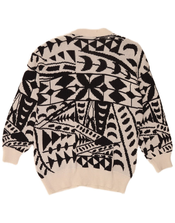 Laurel Womens Longline Cardigan Sweater IT 42 Medium Black Geometric Retro