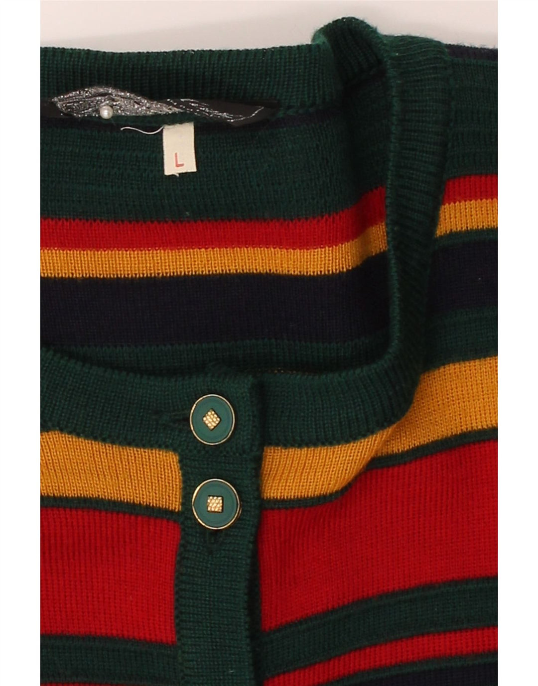 OSKAR HAUG Womens Cardigan Sweater UK 16 Large Multicoloured Striped Vintage Oskar Haug and Second-Hand Oskar Haug from Messina Hembry 