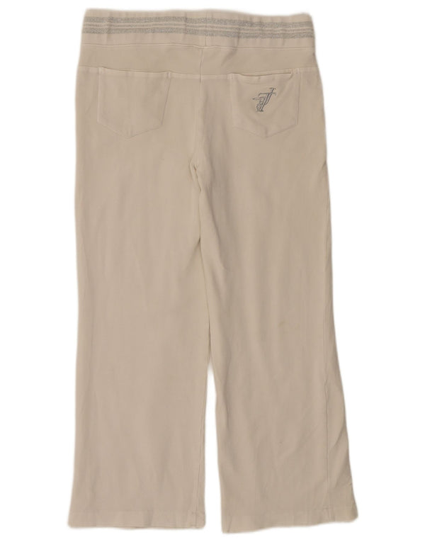 TRUSSARDI Pantaloni de trening pentru femei UK 14 Bumbac alb mediu mediu
