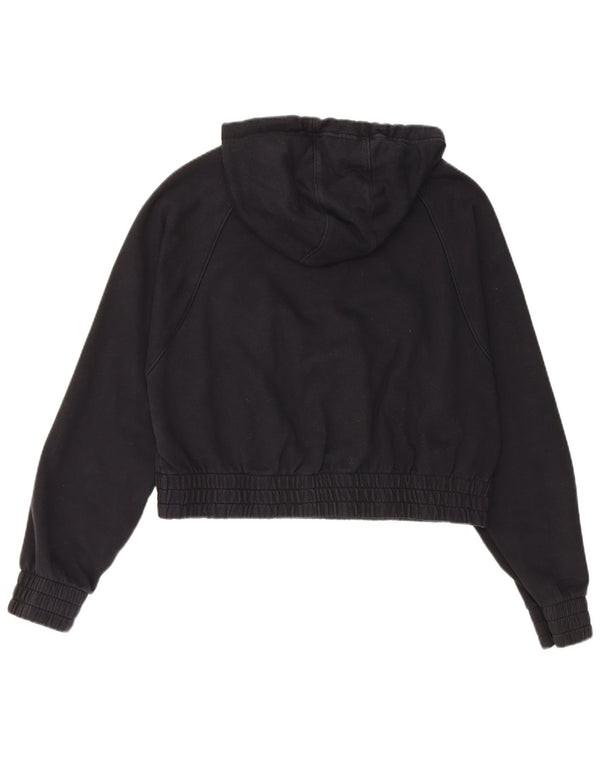 Pulover cu glugă cu grafic crop largi Nike pentru femei UK 10 Bumbac negru mic