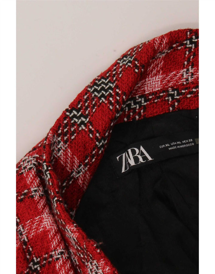Blazer pentru femei Zara, cu două piept, UK 18, XL, roșu, check
