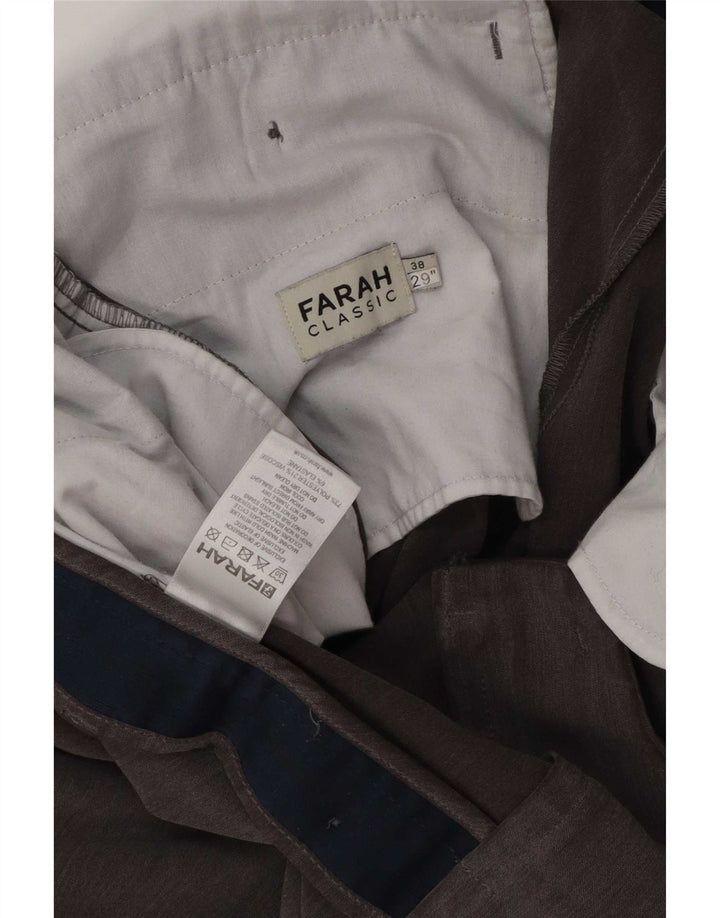 Pantaloni de costum Farah pentru bărbați, cu tăiere clasică, L38 L29, poliester gri