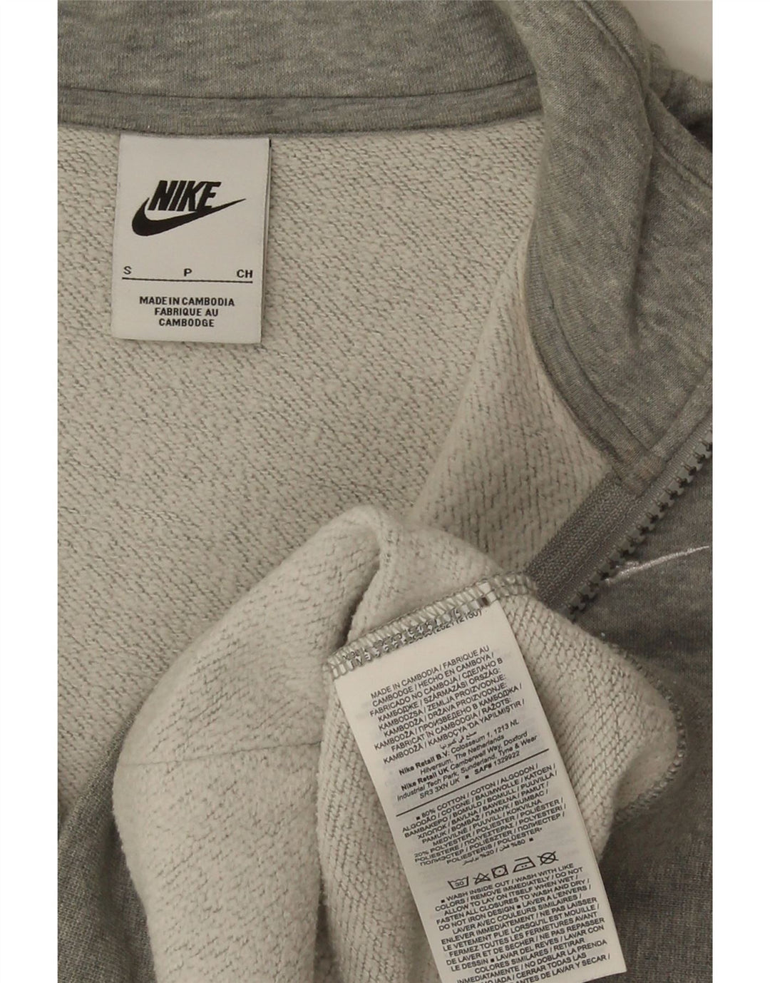 Pulover Nike pentru femei, supradimensionat, cu fermoar, cu gât, UK 10, mic, gri pete