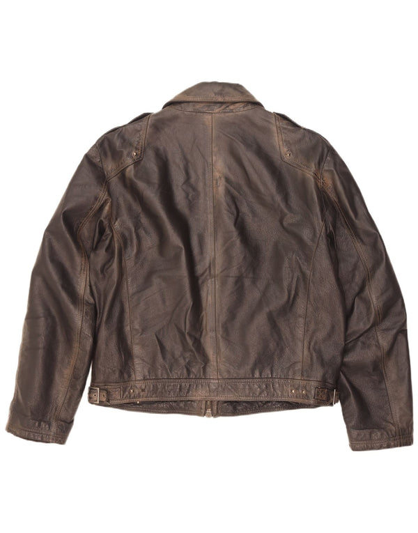 Jachetă militară din piele vintage pentru bărbați IT 56 3XL maro