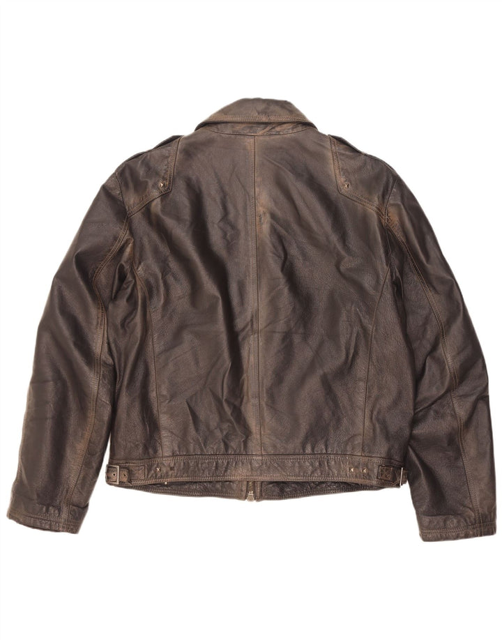 Jachetă militară din piele vintage pentru bărbați IT 56 3XL maro