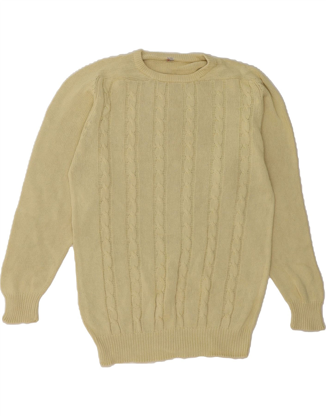 VINTAGE Mens Crew Neck Jumper Sweater IT 46/48 Medium Beige Cotton Vintage Vintage and Second-Hand Vintage from Messina Hembry 