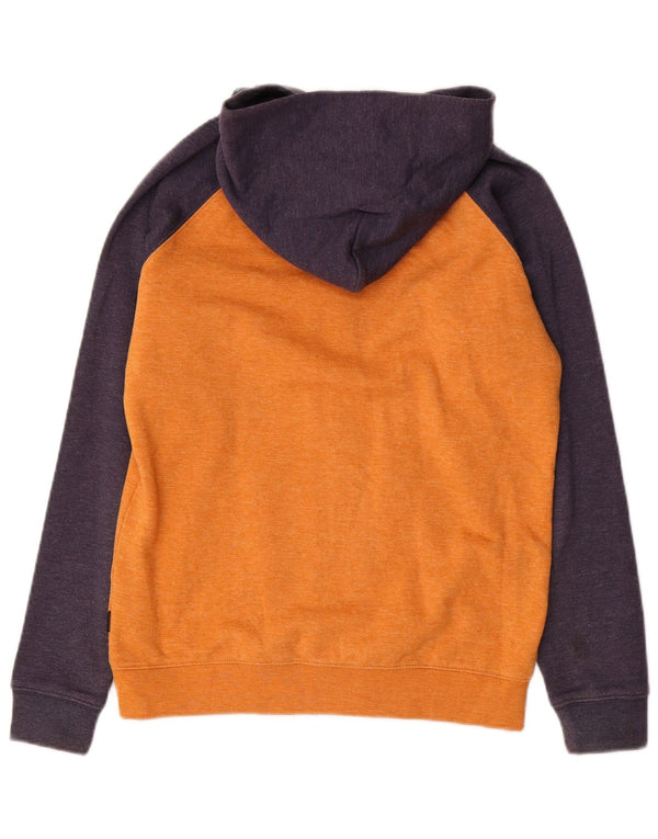 QUIKSILVER Womens Zip Hoodie Sweater UK 14 Large Orange Colourblock Cotton