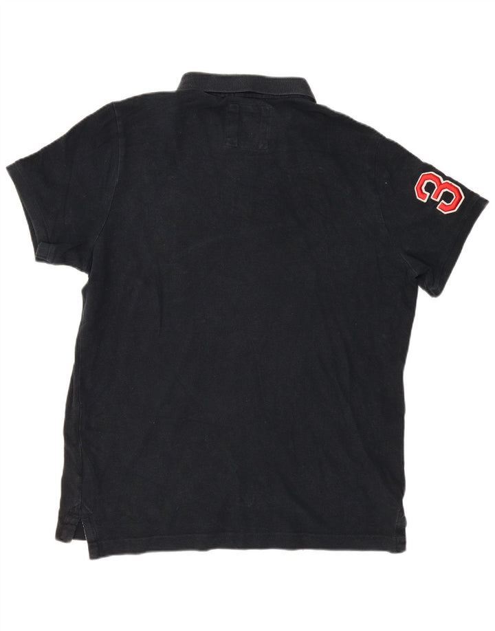 SUPERDRY tricou polo cu grafică pentru bărbați 2XL bumbac negru