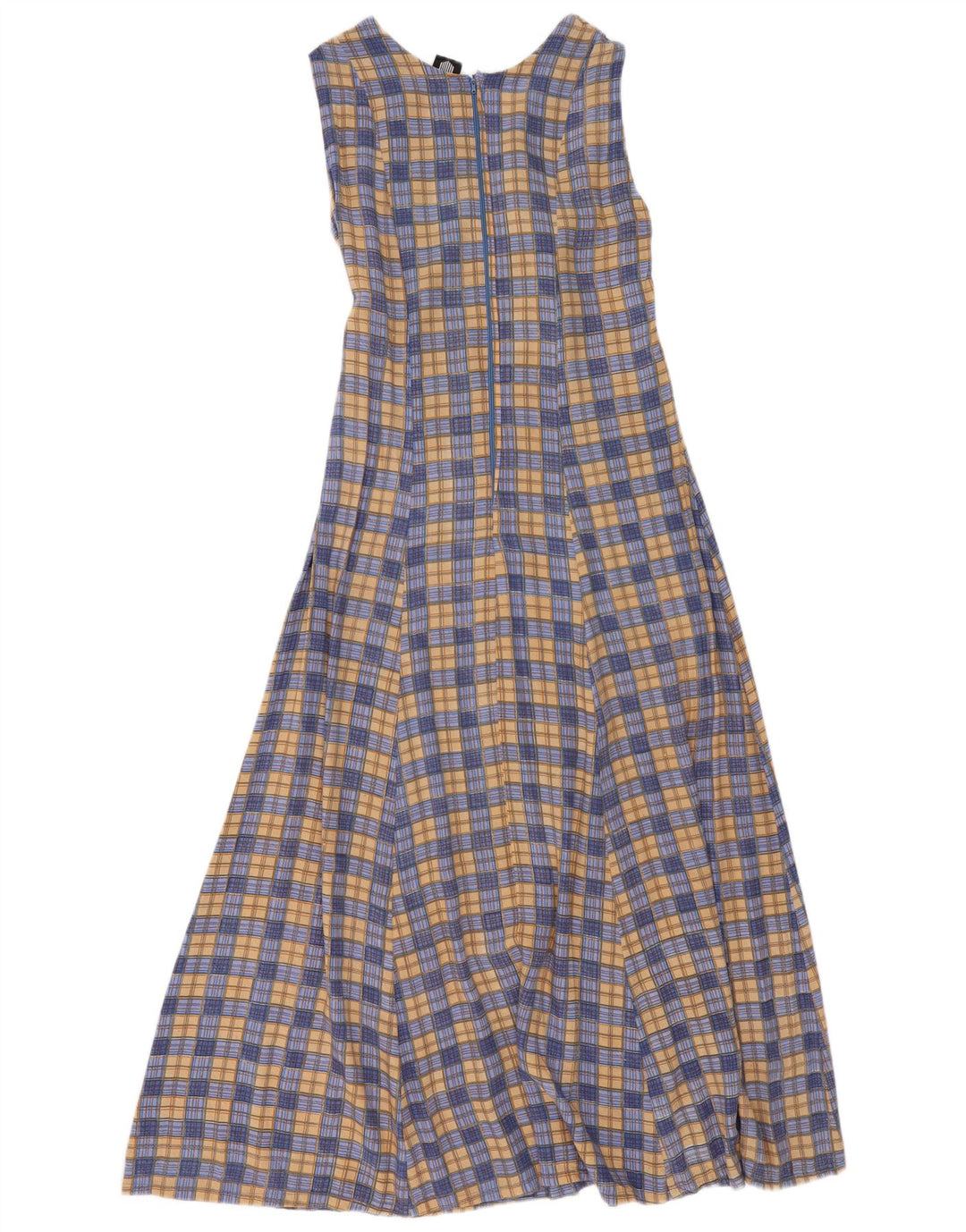 We Be Bop Rochie Maxi fără mâneci pentru femei UK 12 Medium Blue Check Rayon