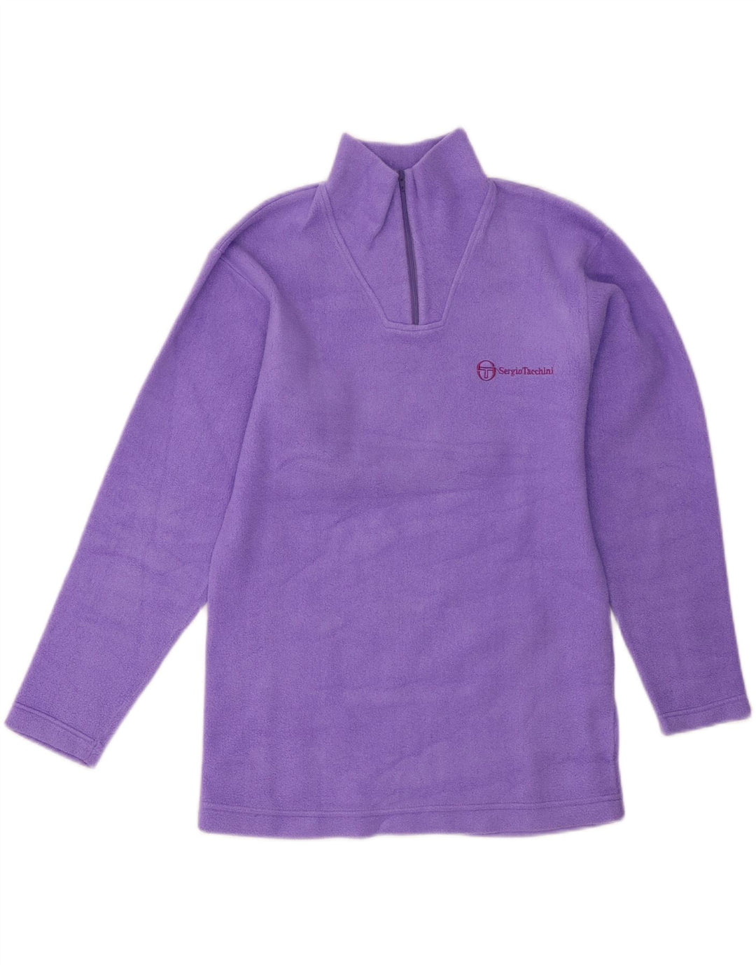 Pulover din lână pentru femei Sergio Tacchini, cu fermoar și gât, UK 14 Poliester violet mediu