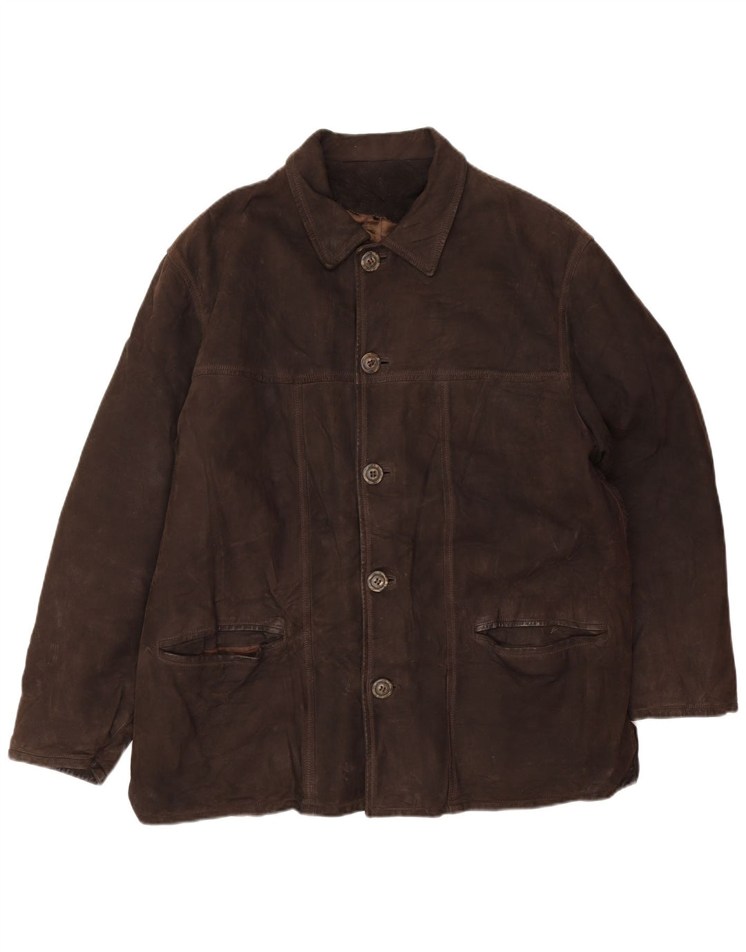 Jachetă din piele vintage pentru bărbați IT 54 2XL din piele maro