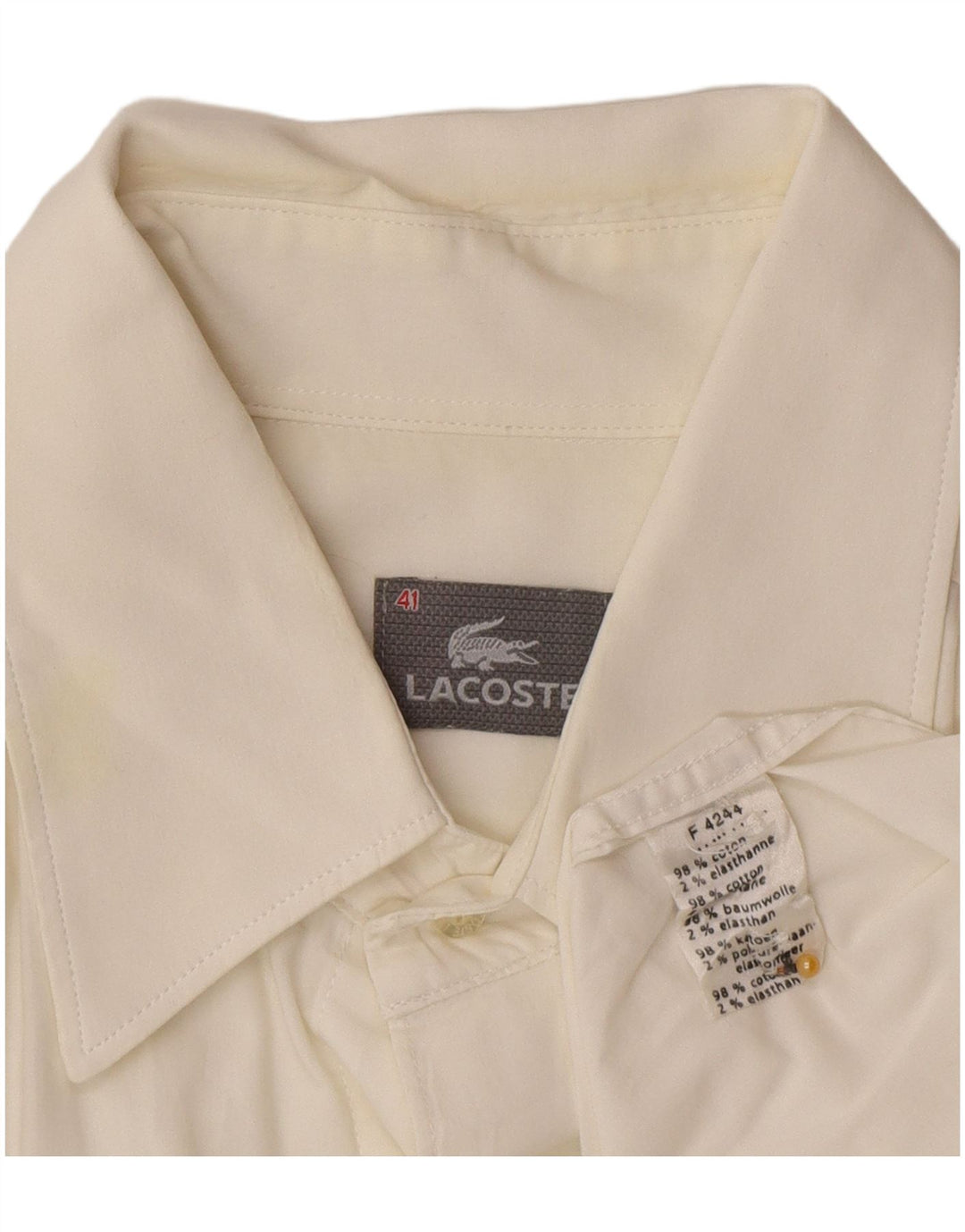 Cămașă Lacoste pentru bărbați, mărimea 41, mare din bumbac alb