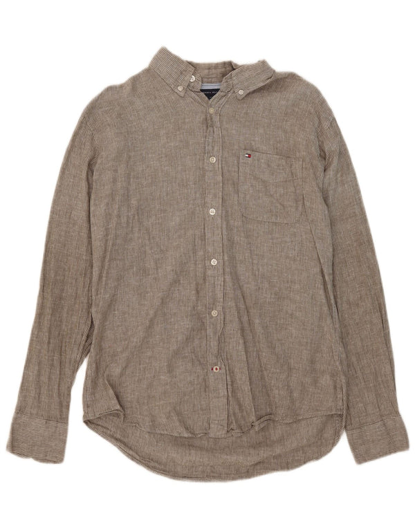 Cămașă pentru bărbați Tommy Hilfiger Slim Fit, mare, gri, bumbac cu dungi