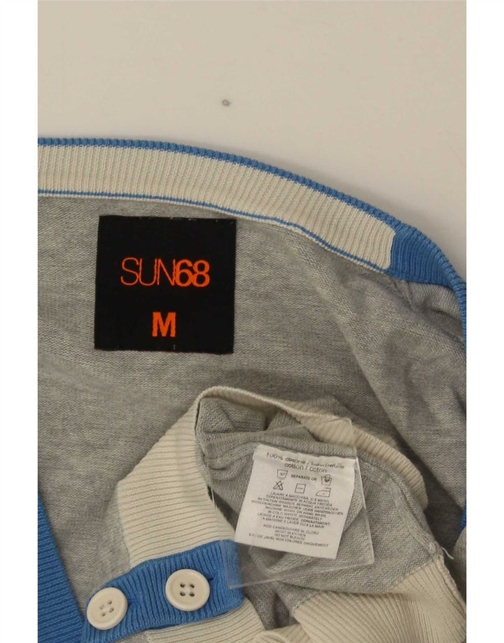 Pulover cardigan pentru bărbați Sun68, gri mediu, bumbac color bloc
