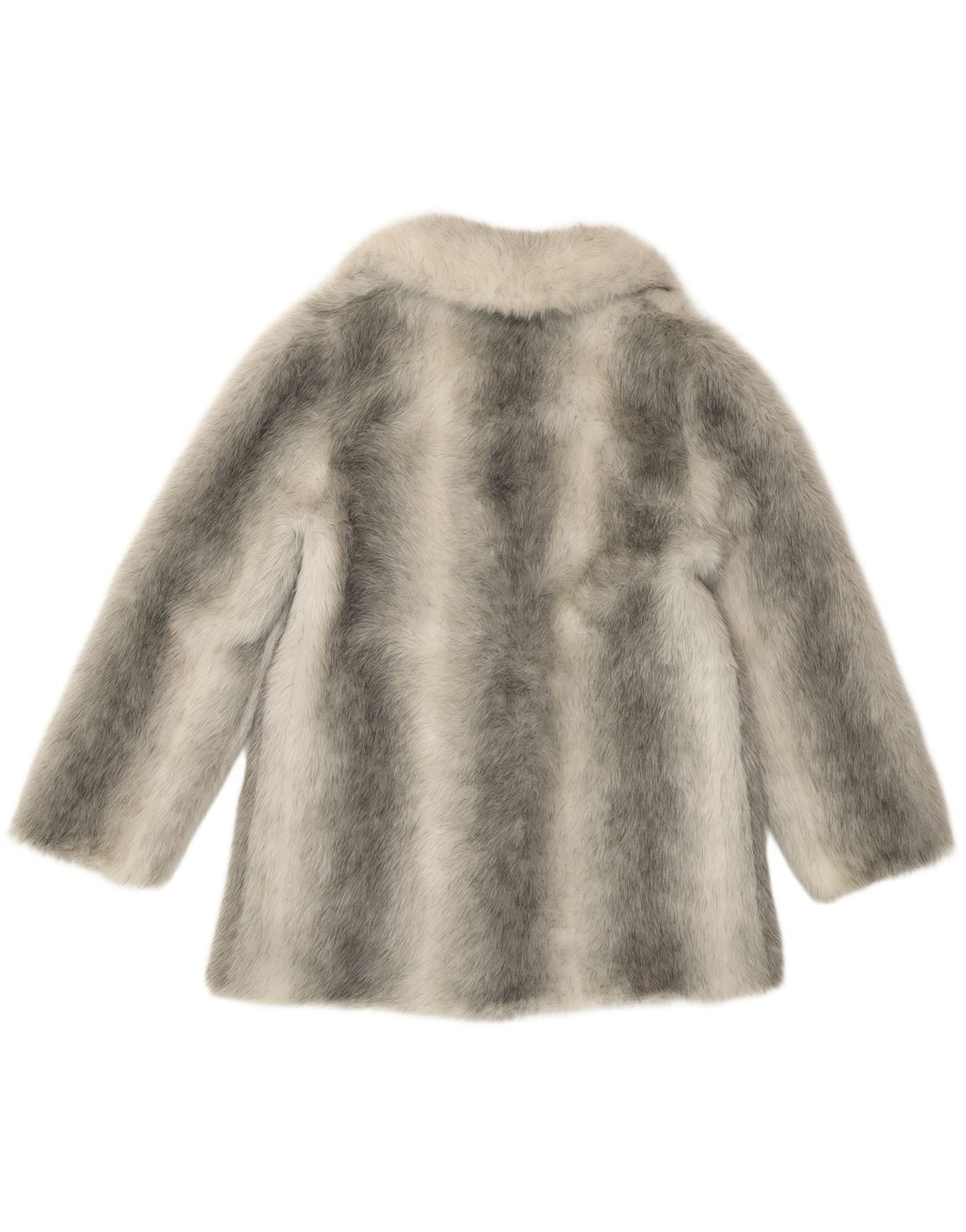 Pardesiu de blană artificială pentru femei VINTAGE UK 12 Modacric cu dungi argintii medii