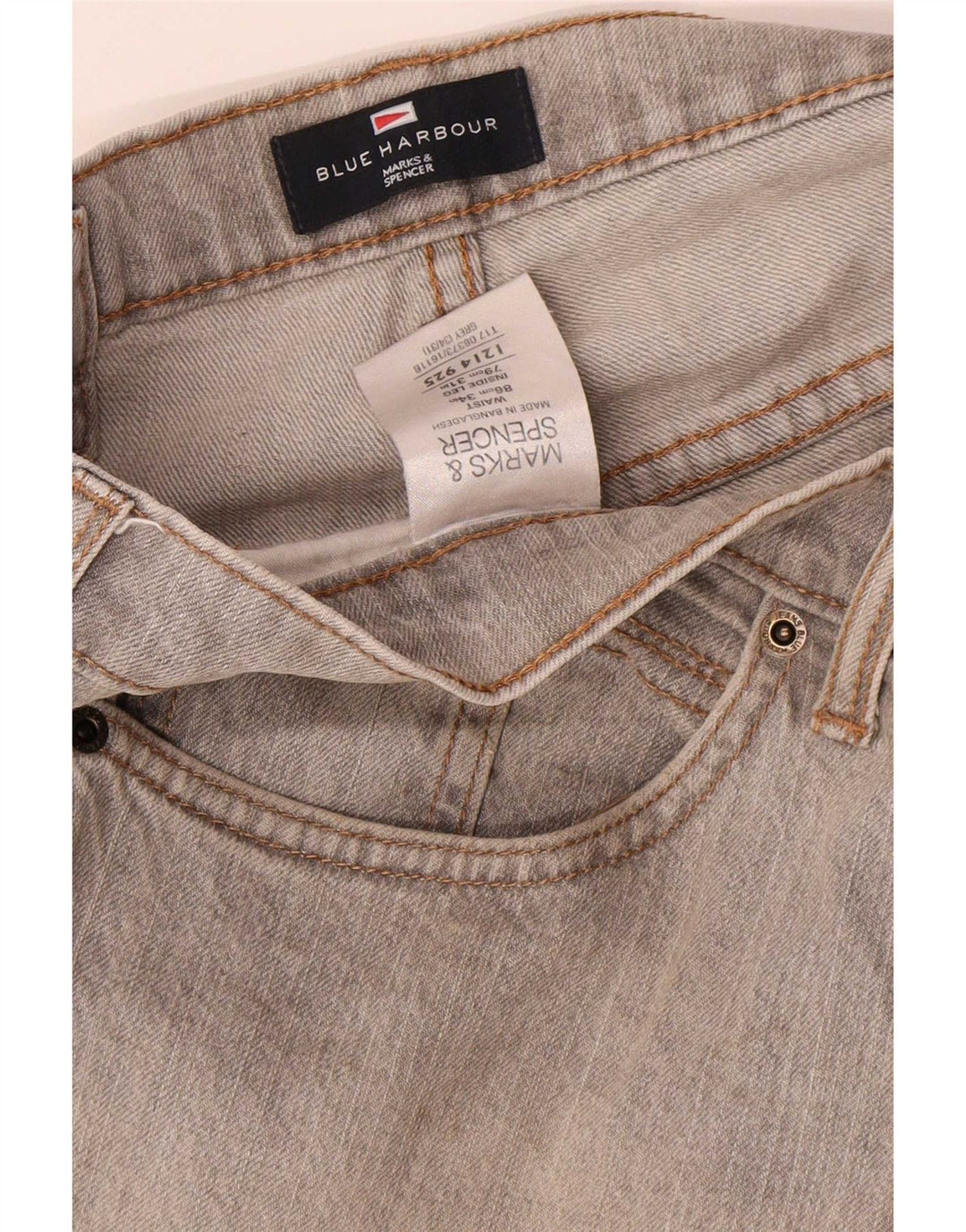 Blugi drepți pentru bărbați Marks & Spencer Blue Harbour W34 L31 bumbac gri