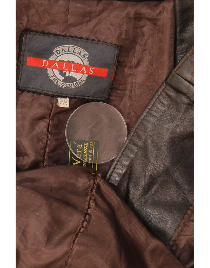 DALLAS Womens Leather Coat IT 50 XL Brown Leather Vintage Dallas and Second-Hand Dallas from Messina Hembry 