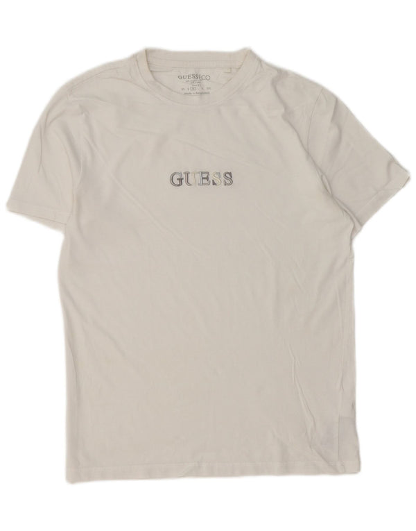 Tricou grafic pentru bărbați Guess Slim Fit Top din bumbac alb mediu