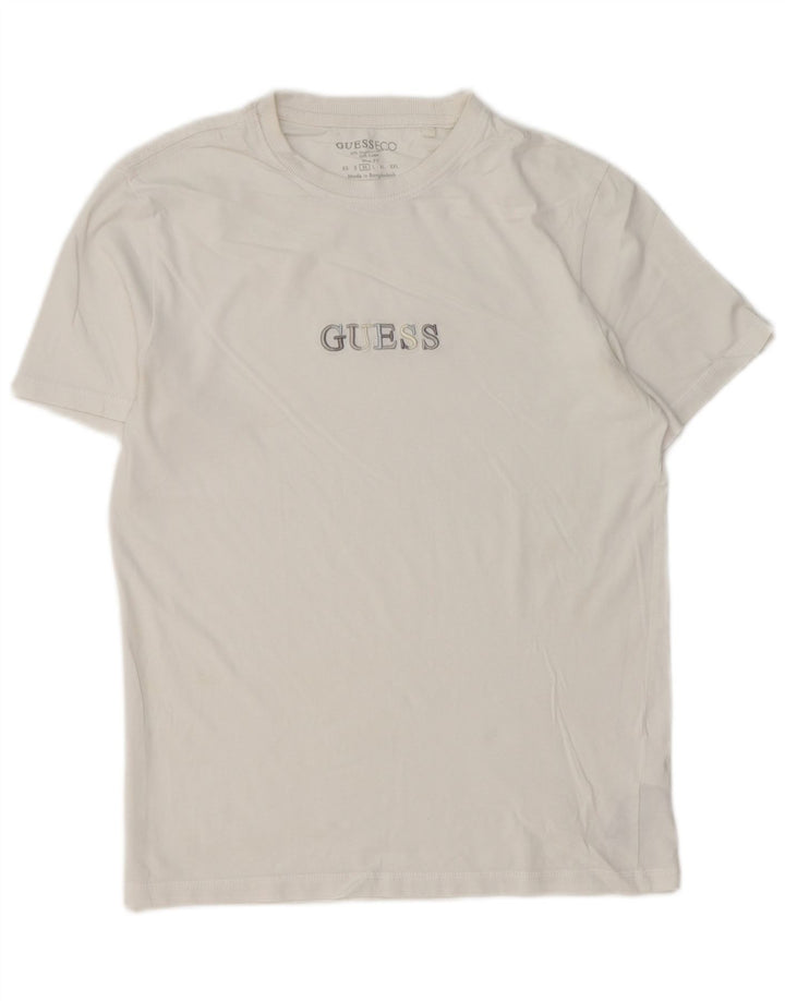 Tricou grafic pentru bărbați Guess Slim Fit Top din bumbac alb mediu