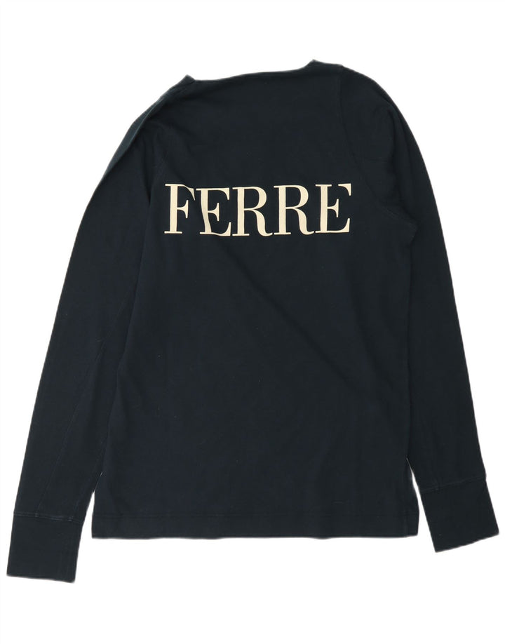 Gianfranco Ferre Top grafic pentru bărbați cu mânecă lungă IT 50 Medium Bleumarin