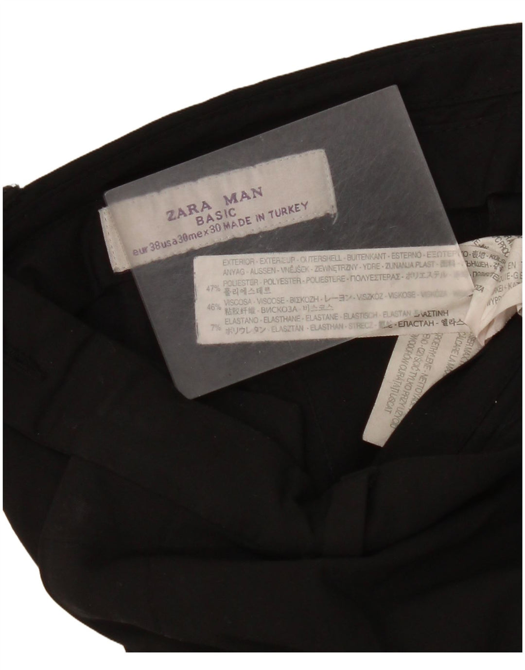 Pantaloni de costum drepți pentru bărbați Zara EU 38 Mici L30 L35 Poliester negru
