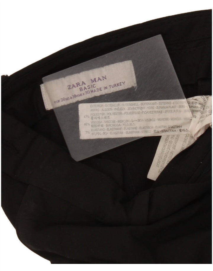 Pantaloni de costum drepți pentru bărbați Zara EU 38 Mici L30 L35 Poliester negru