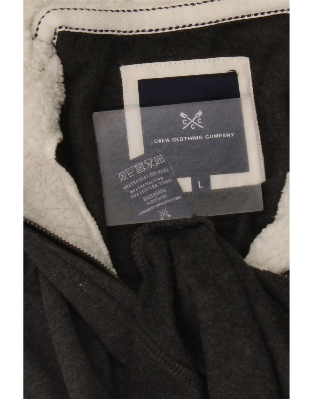 CREW CLOTHING Hanorac pentru bărbați cu fermoar și gât Pulover mare bumbac gri