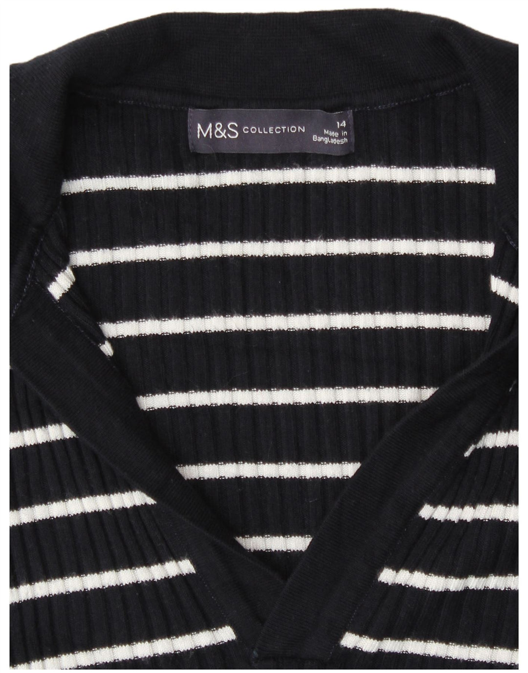 Marks & Spencer Pulover cu gât polo pentru femei UK 14 Medium Blue Striped