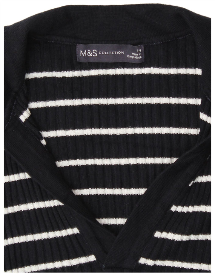 Marks & Spencer Pulover cu gât polo pentru femei UK 14 Medium Blue Striped