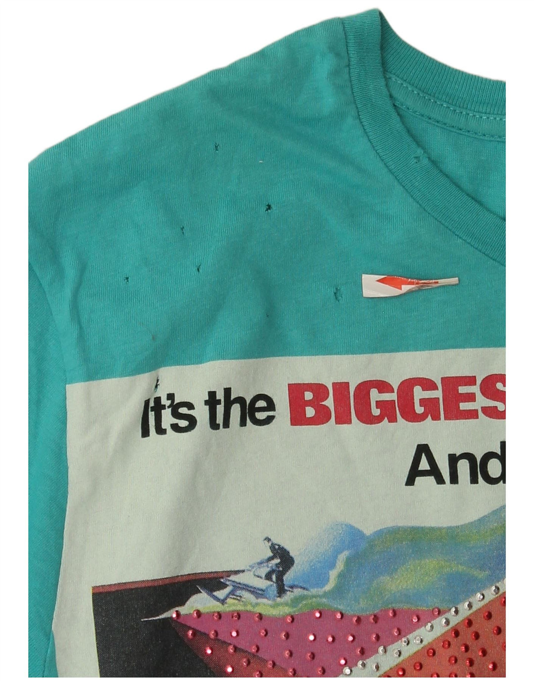 Tricou grafic pentru bărbați Zara Top mic, albastru, bumbac