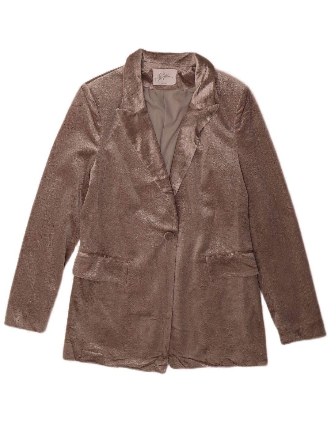 VINTAGE Womens Longline 1 Button Blazer Jacket IT 42 Medium Silver