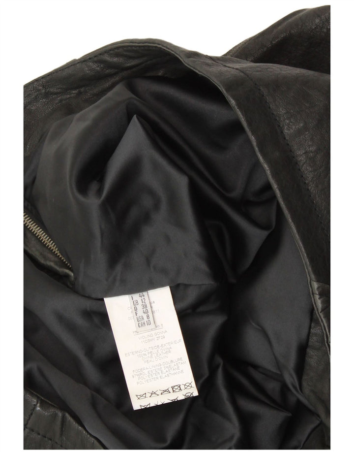 Fusta din piele pentru femei VINTAGE UK 12 Medium W30 Piele neagră mozaică