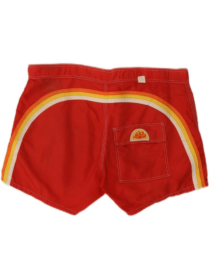 SUNDEK Mens Swimming Shorts Large  Red Striped Nylon