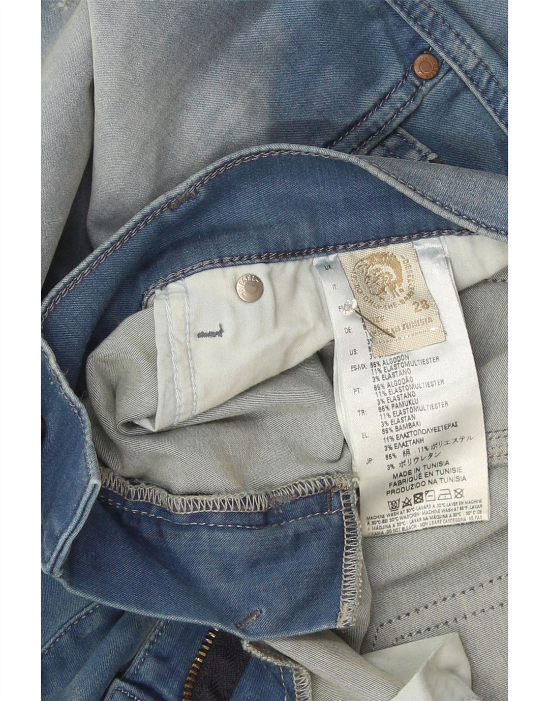 Blugi subțiri distressed grupee pentru femei Diesel W28 L32 bumbac albastru