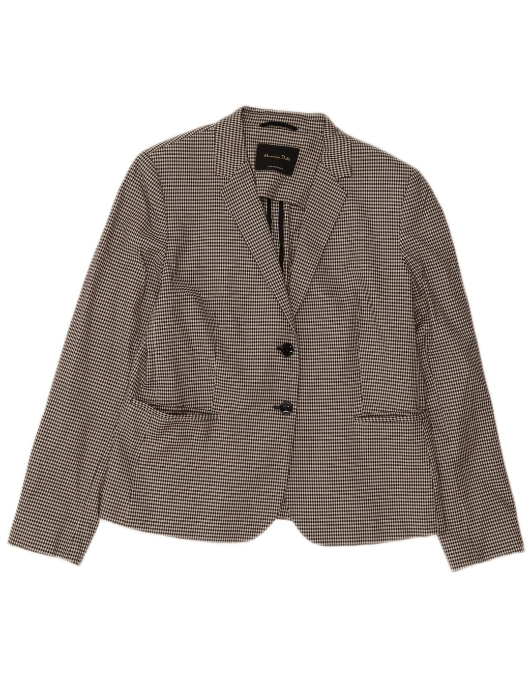 Massimo Dutti Jachetă Blazer pentru Femei cu 2 Nasturi EU 44 XL Negru Houndstooth