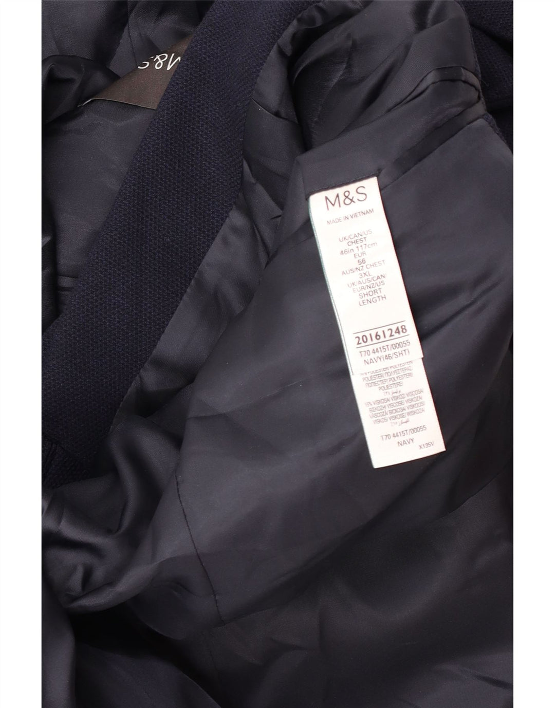 Marks & Spencer Mens 2 Button Blazer Jacket UK 46 XL Navy Blue Polyester