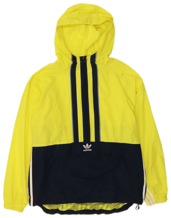 Adidas Mens Hooded Pullover Rain Jacket UK 36 Small Yellow Colourblock