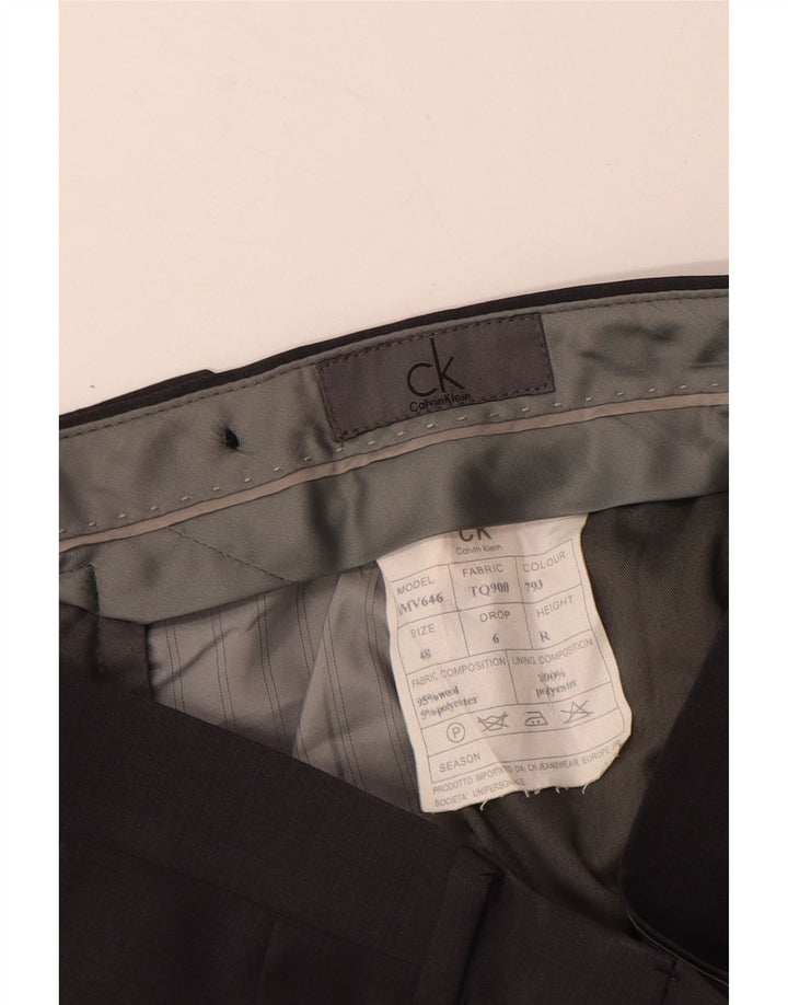 Pantaloni de costum drepți pentru bărbați CALVIN KLEIN IT 48 Medium L32 L30 Lână gri