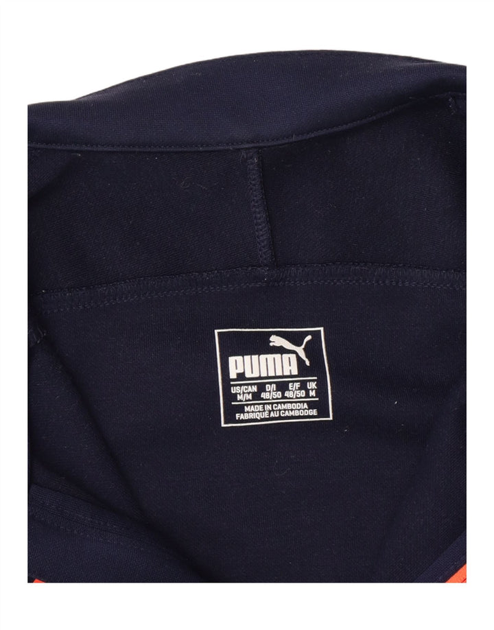 PUMA Mens Zip Neck Pullover Tracksuit Top Medium Navy Blue Polyester Vintage Puma and Second-Hand Puma from Messina Hembry 