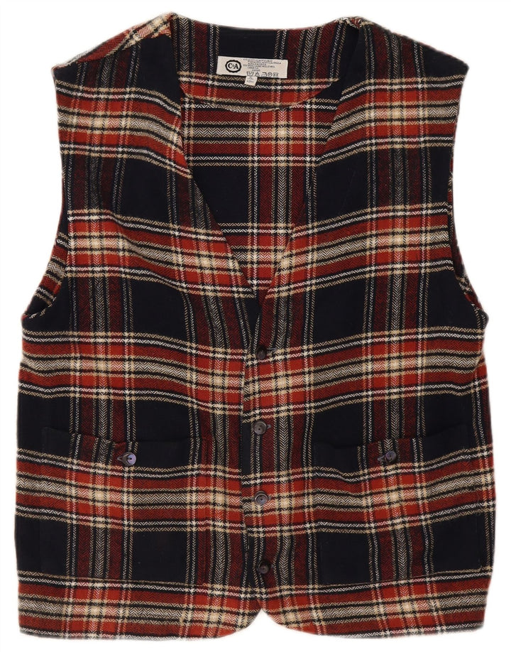 C&A Mens Waistcoat Small Black Plaid Acrylic