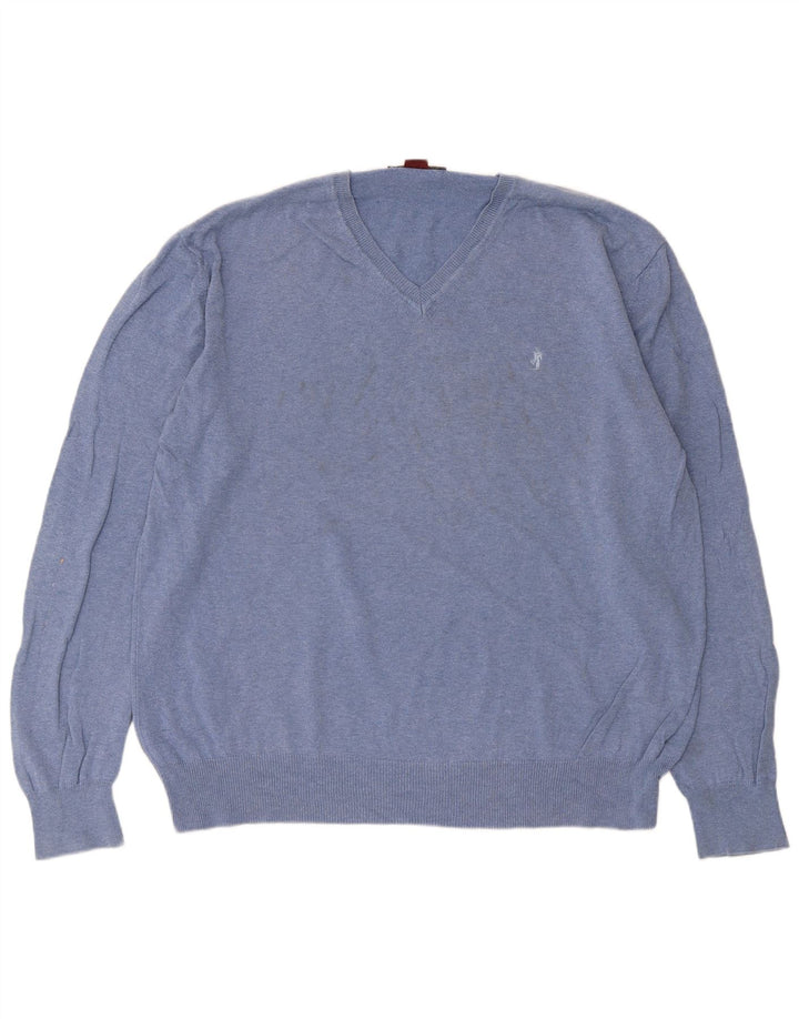 Pulover cu decolteu în V Marlboro Classics pentru bărbați, 2XL, albastru